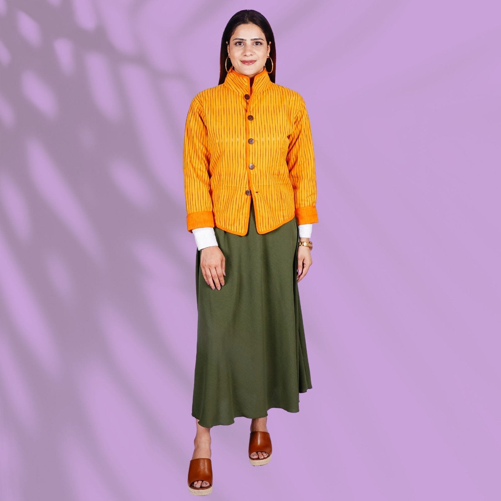 Ikkat Yellow Short Jacket