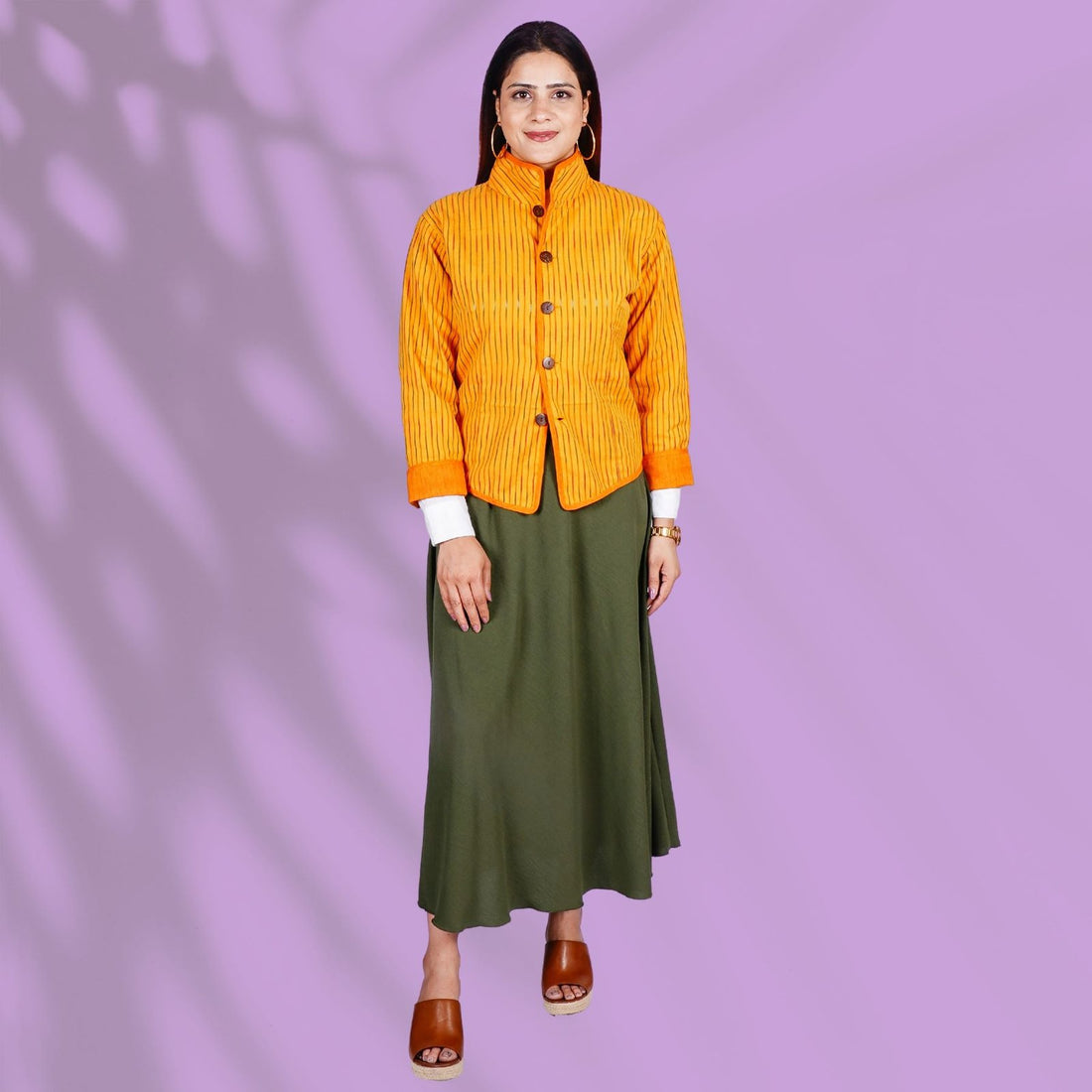 Ikkat Yellow Short Jacket
