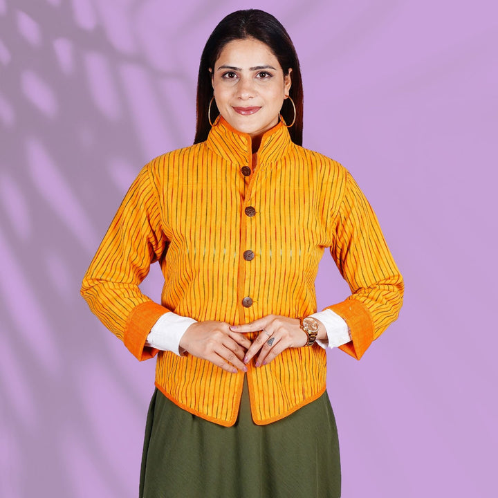 Ikkat Yellow Short Jacket