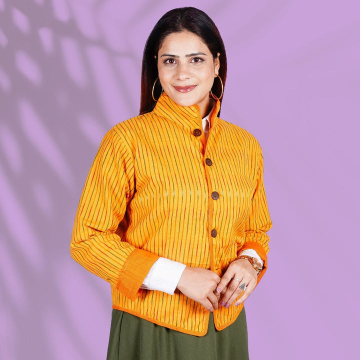 Ikkat Yellow Short Jacket