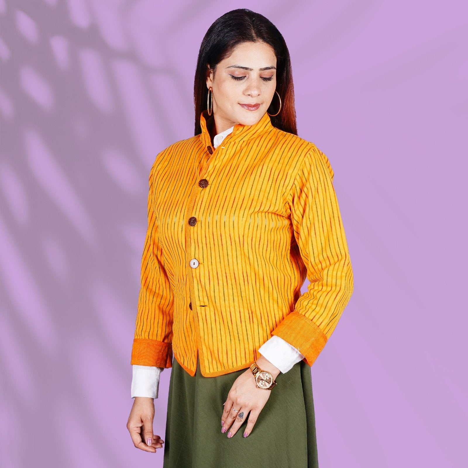 Ikkat Yellow Short Jacket