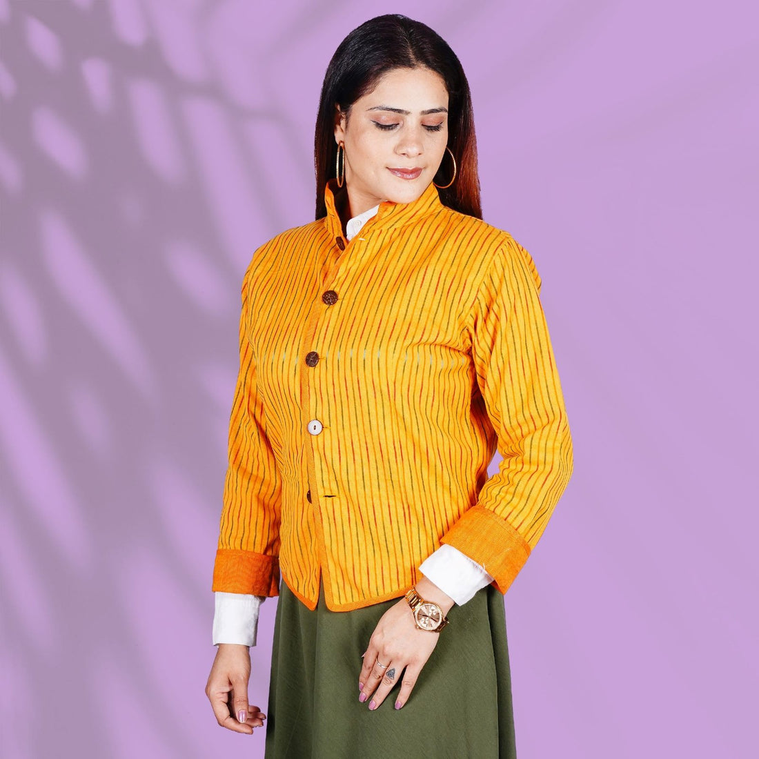 Ikkat Yellow Short Jacket