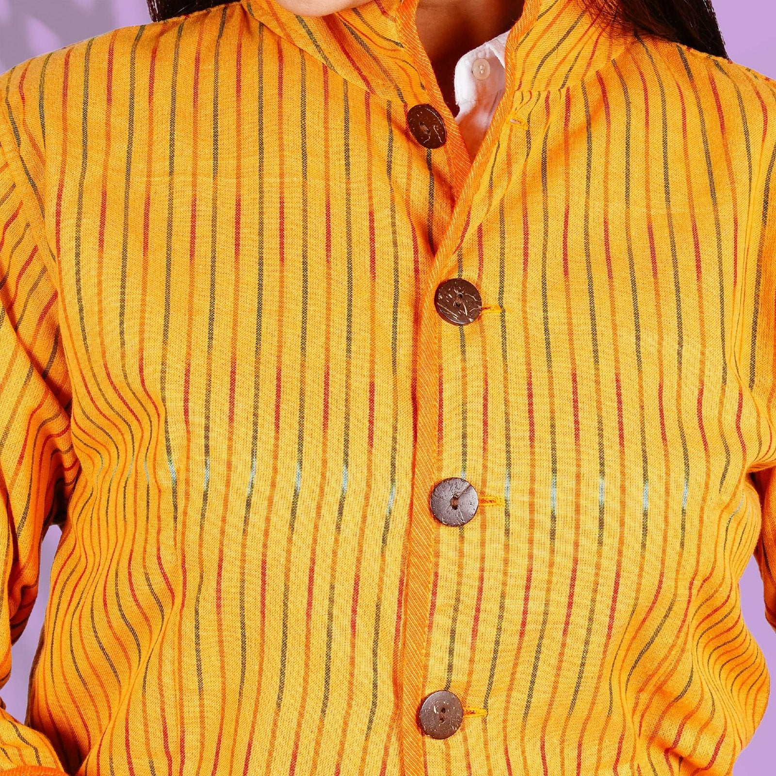 Ikkat Yellow Short Jacket