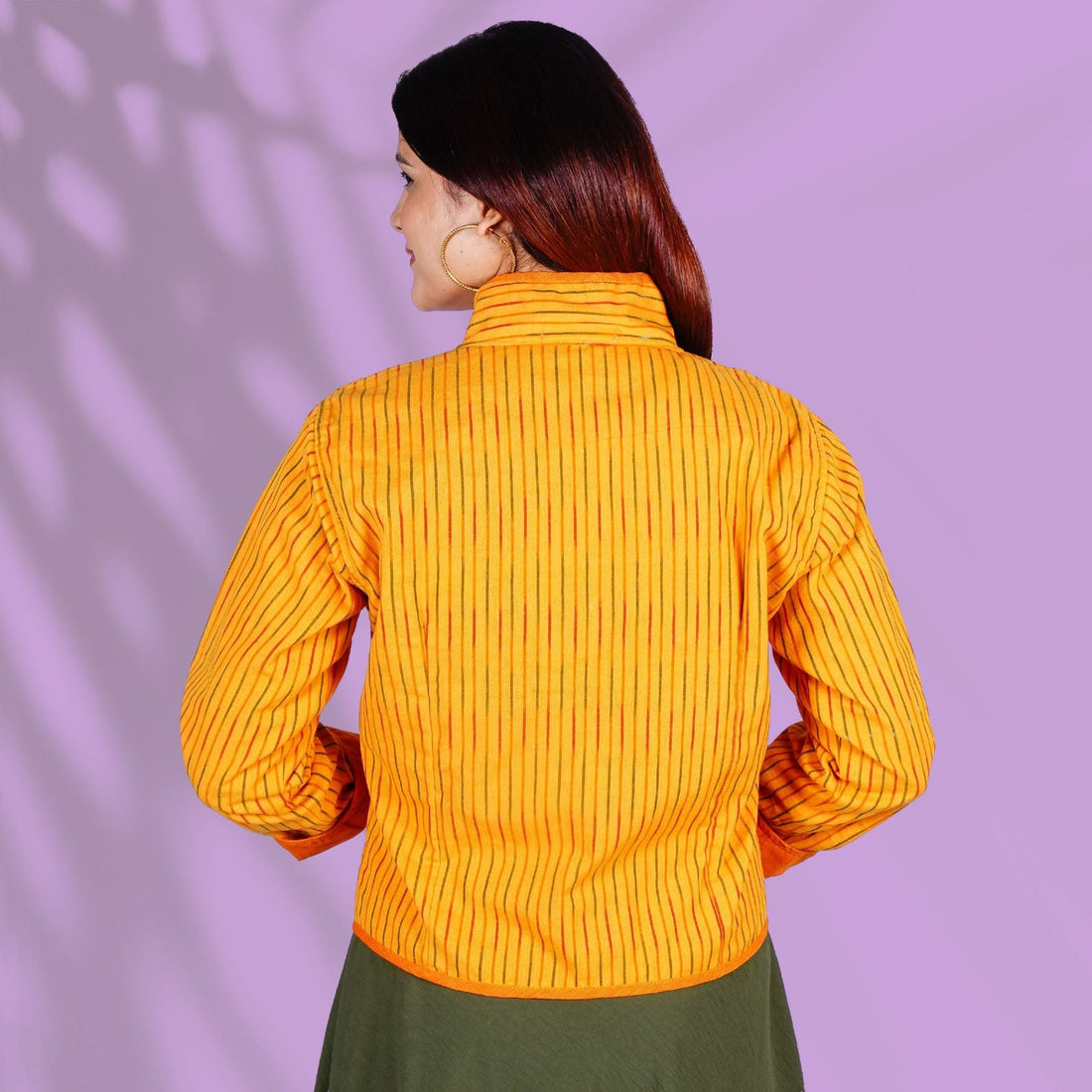 Ikkat Yellow Short Jacket