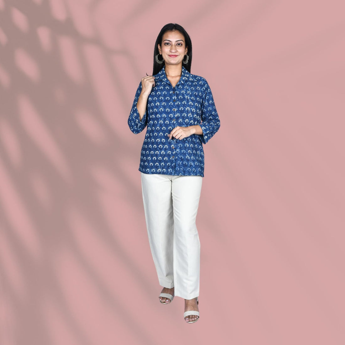 Indigo Floral Kurti Shirt