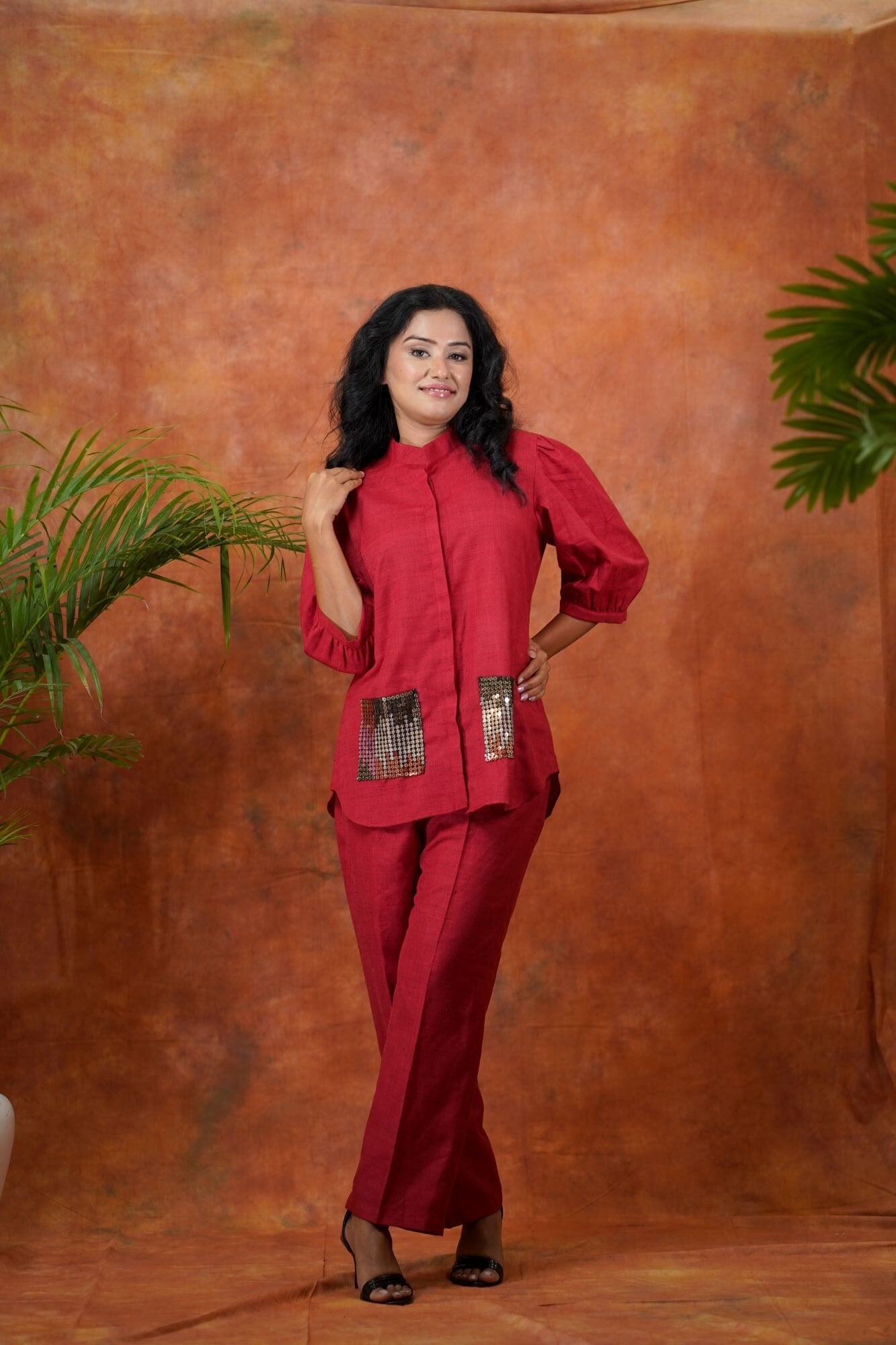Red Set With Dazzled Pocket