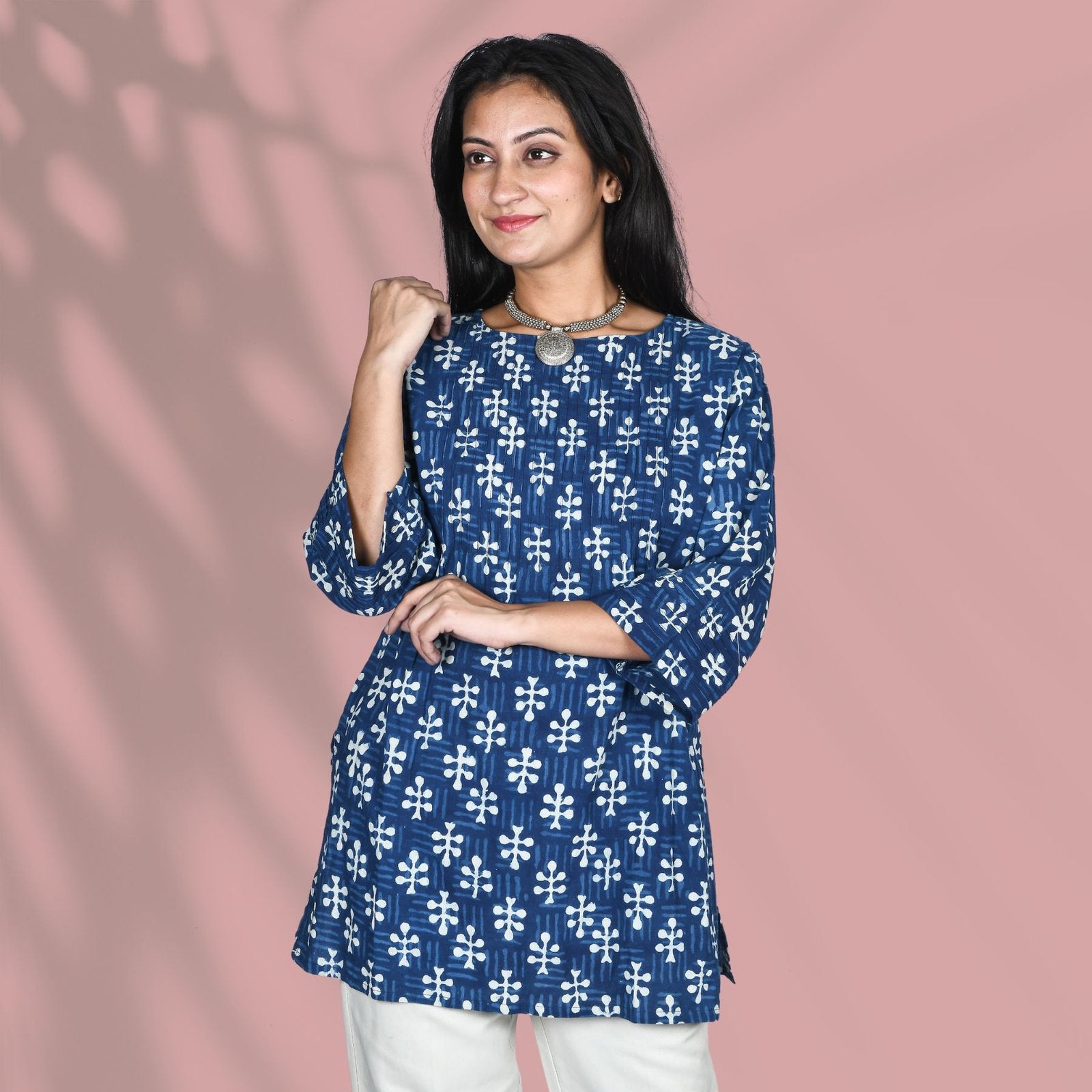 Indigo Pintuck Short Kurti