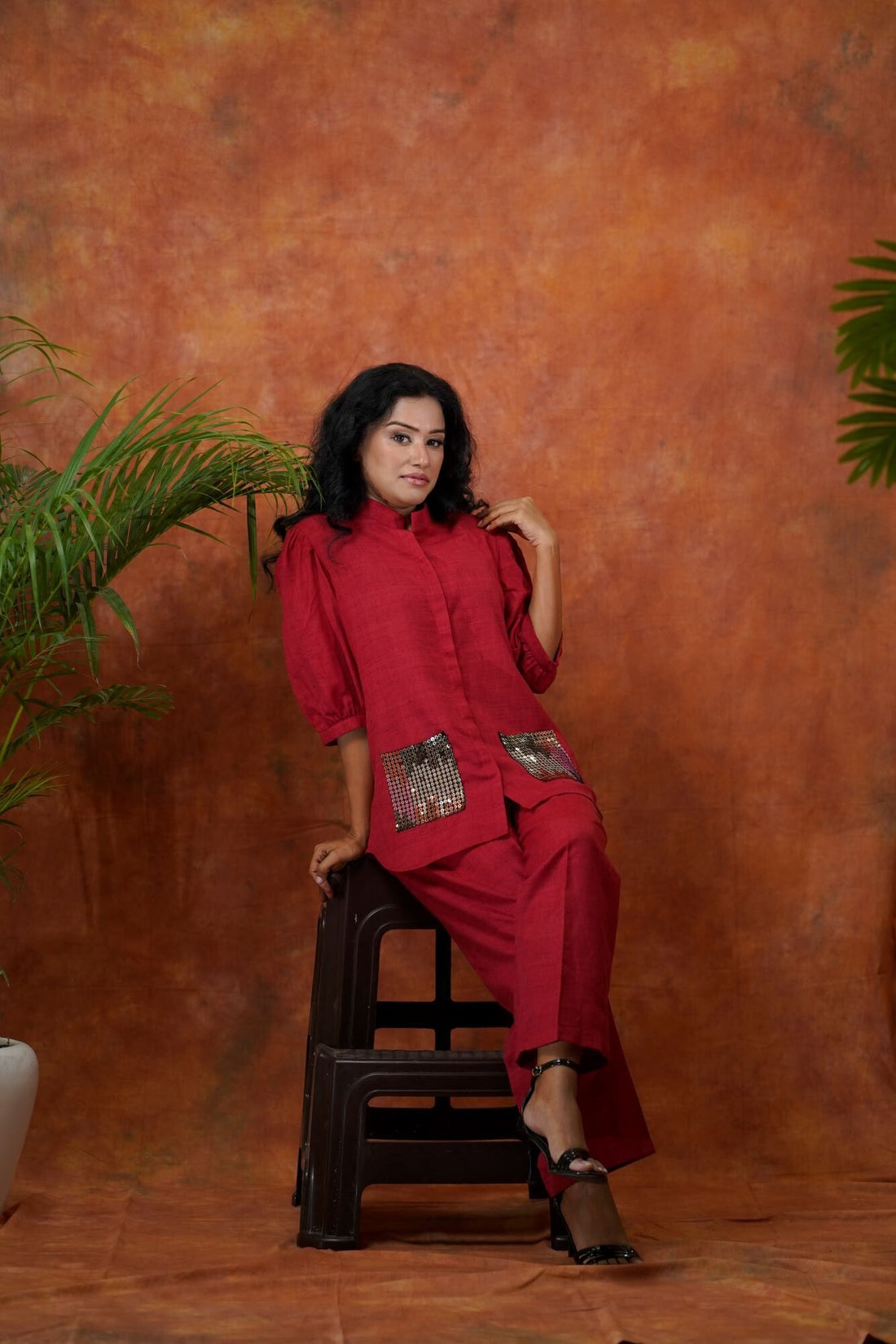 Red Set With Dazzled Pocket