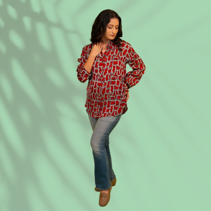 Maroon Modal Silk Shirt