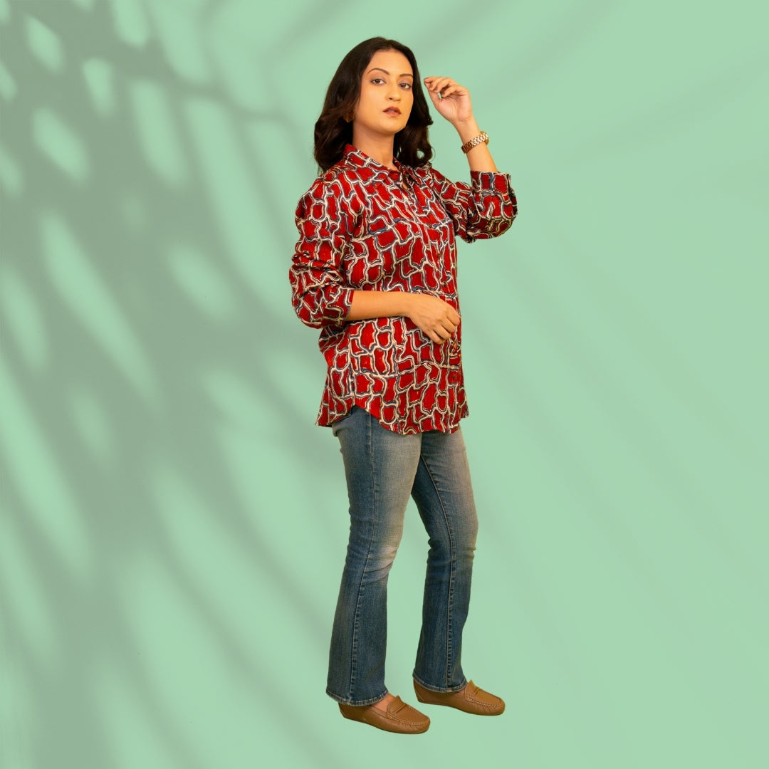Maroon Modal Silk Shirt