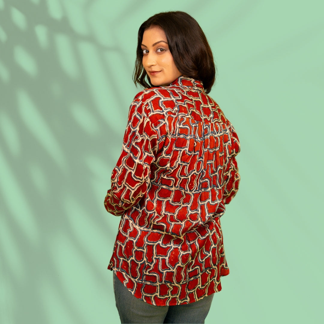 Maroon Modal Silk Shirt
