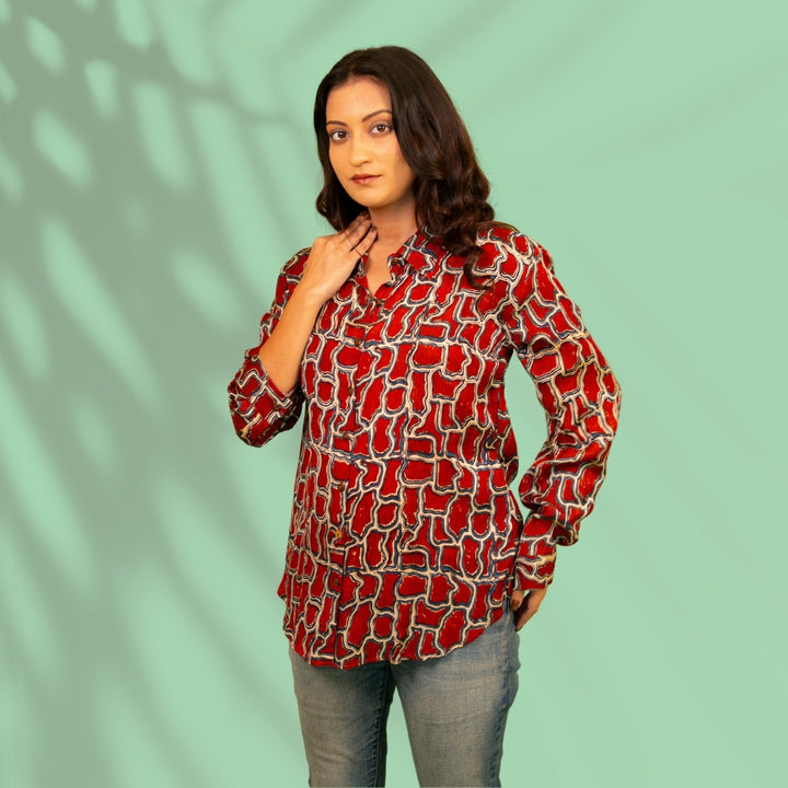 Maroon Modal Silk Shirt