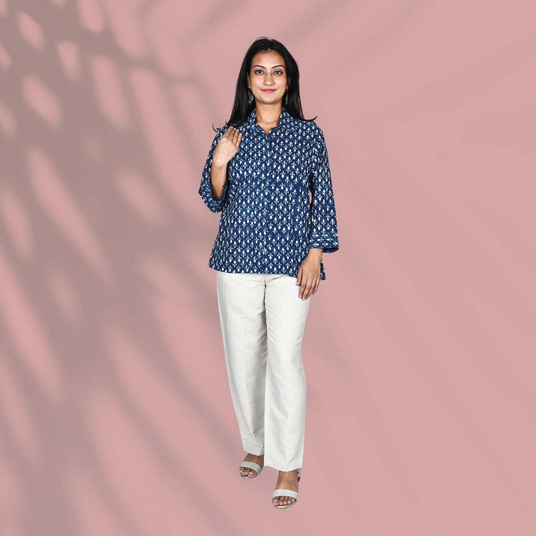 Block Printed Blue Shirt