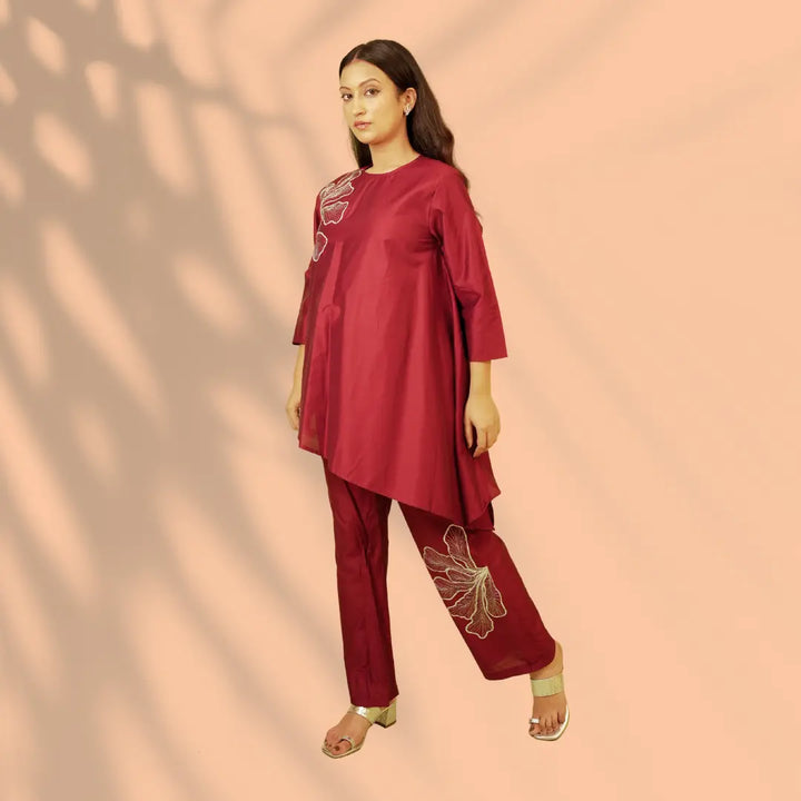 Wine Silver Co-ord Set