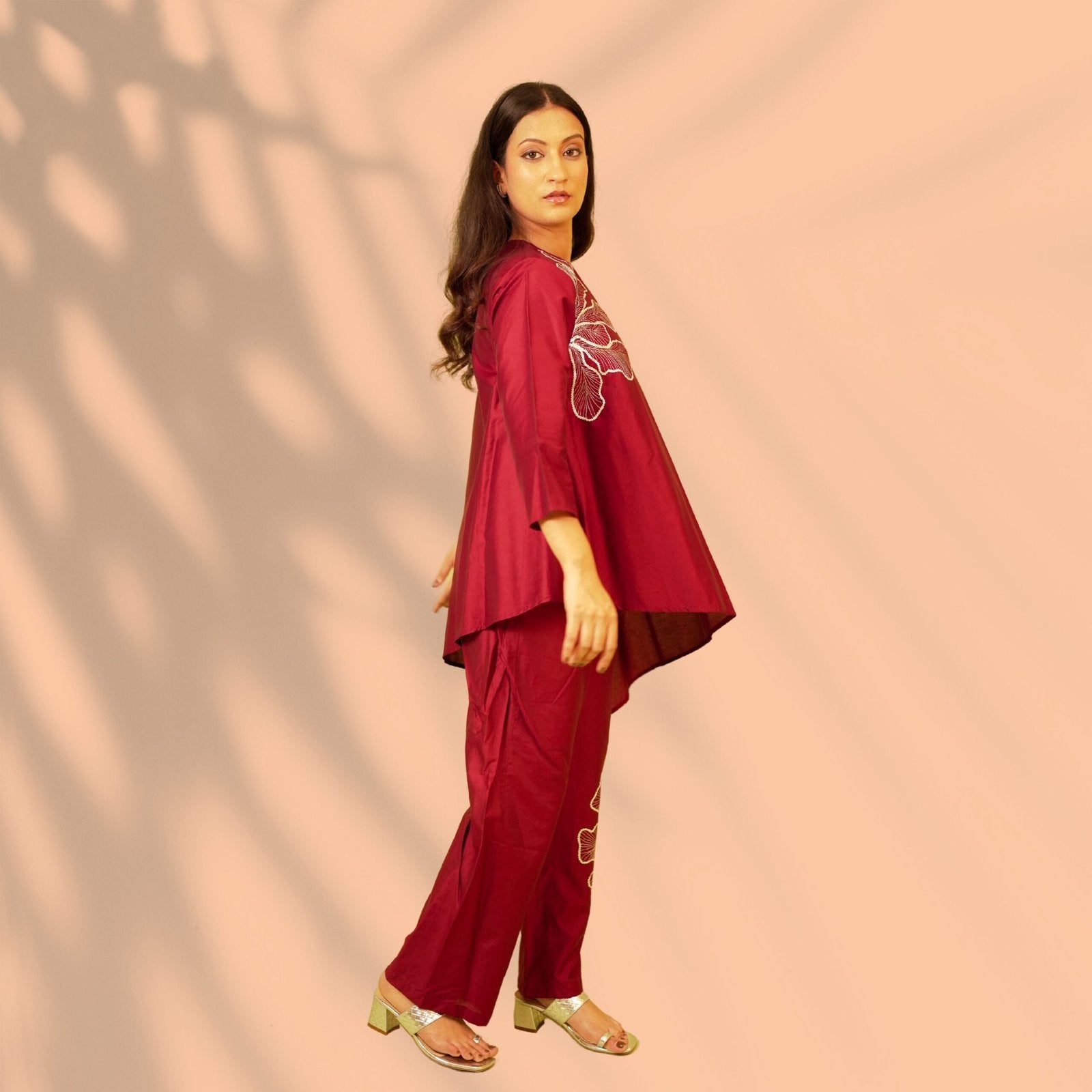Wine Silver Co-ord Set
