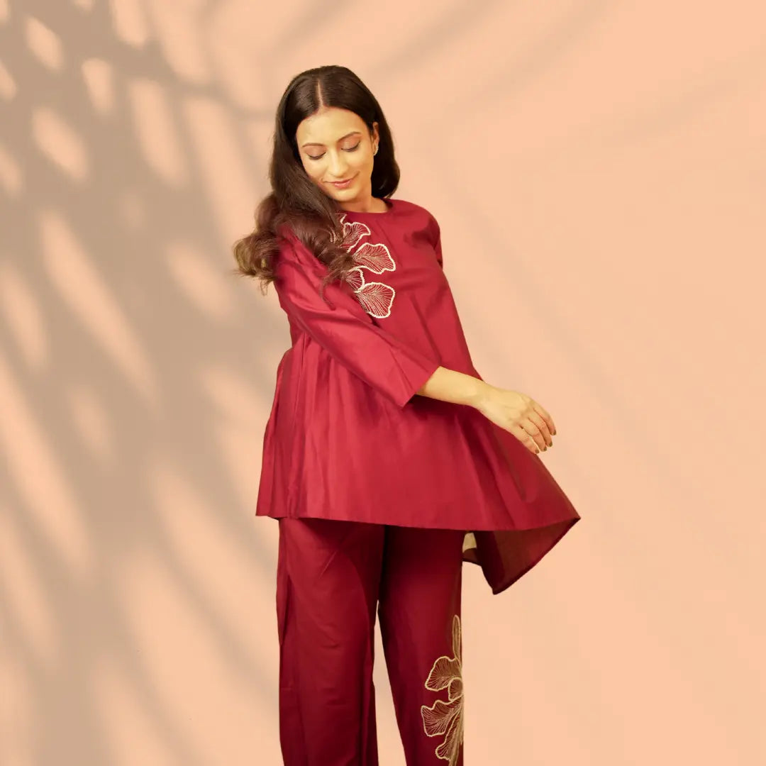 Wine Silver Co-ord Set