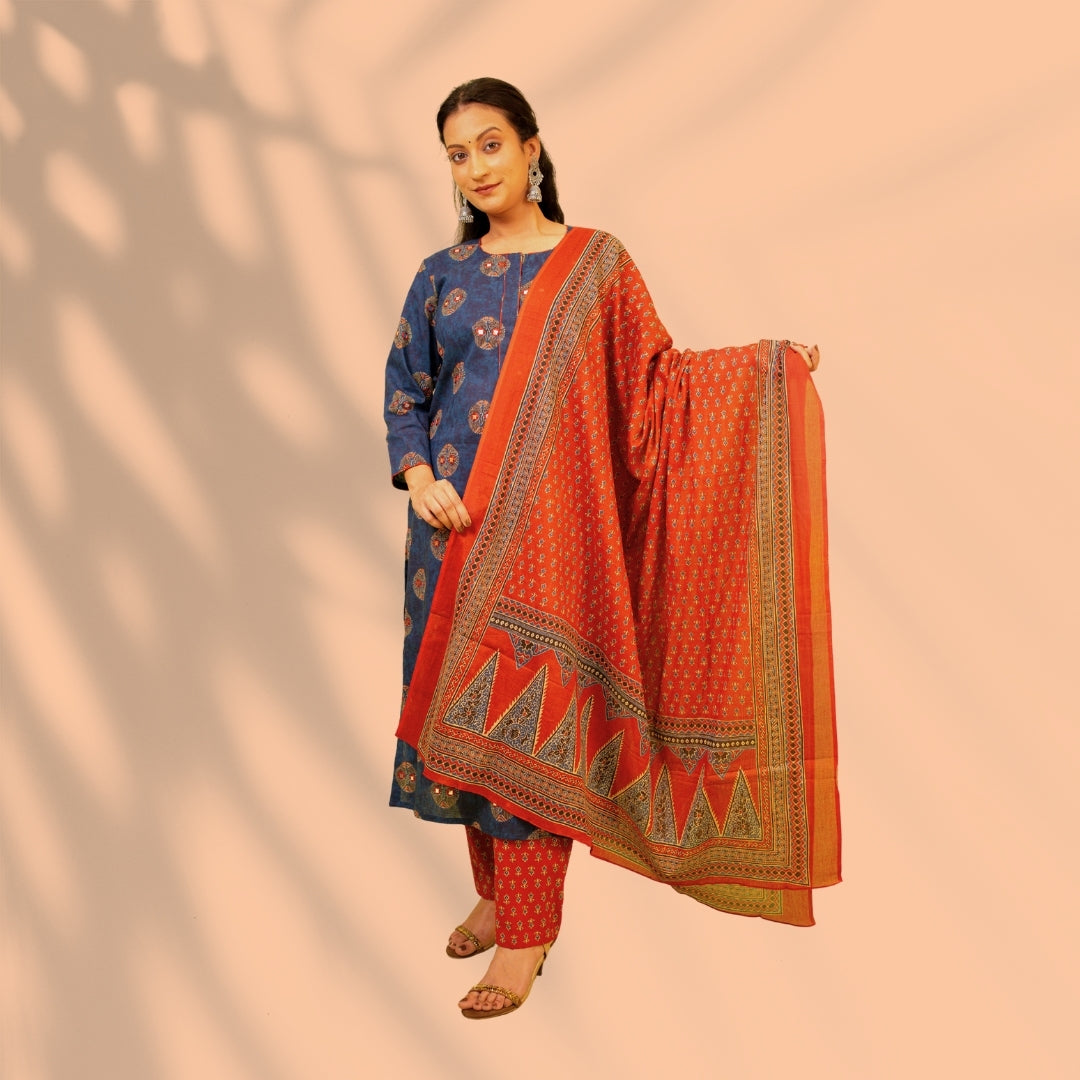 Blue and Rust Cotton Suit