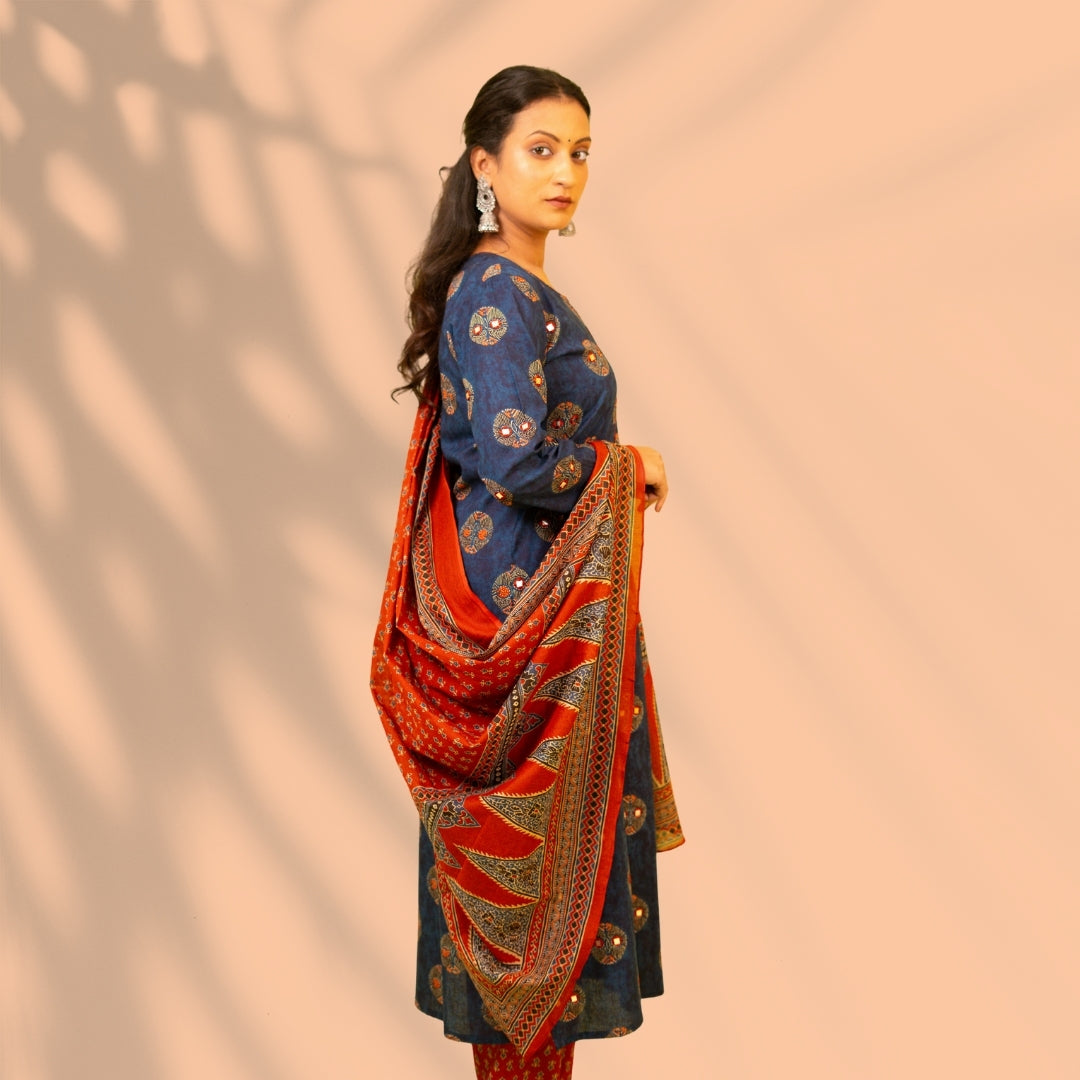 Blue and Rust Cotton Suit