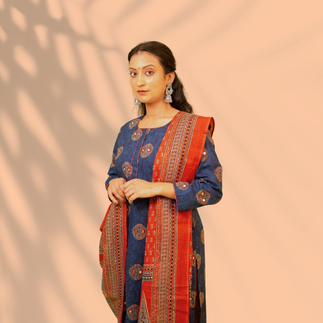 Blue and Rust Cotton Suit