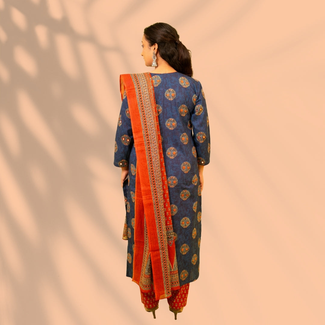 Blue and Rust Cotton Suit