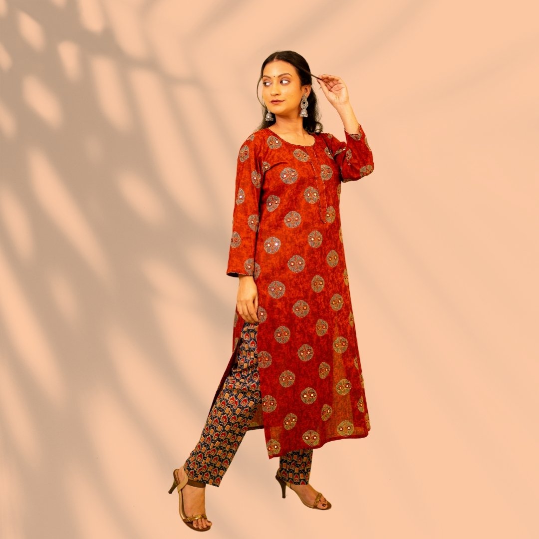 Rust and Blue Cotton Suit