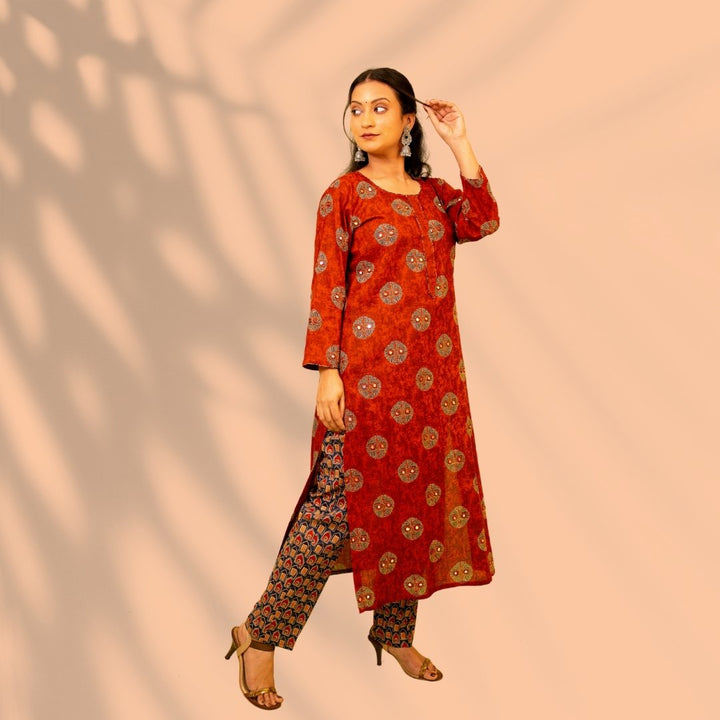 Rust and Blue Cotton Suit