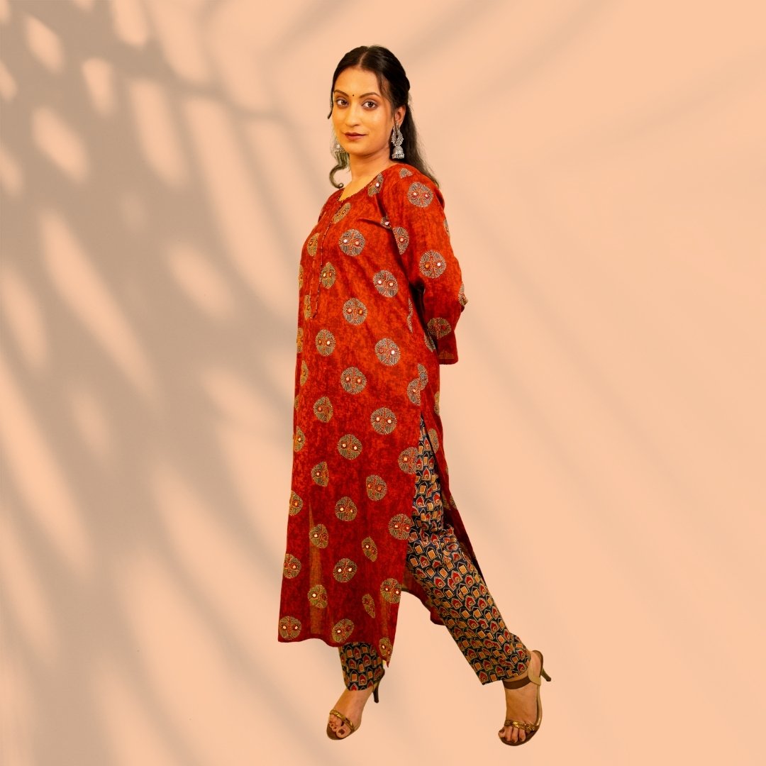 Rust and Blue Cotton Suit