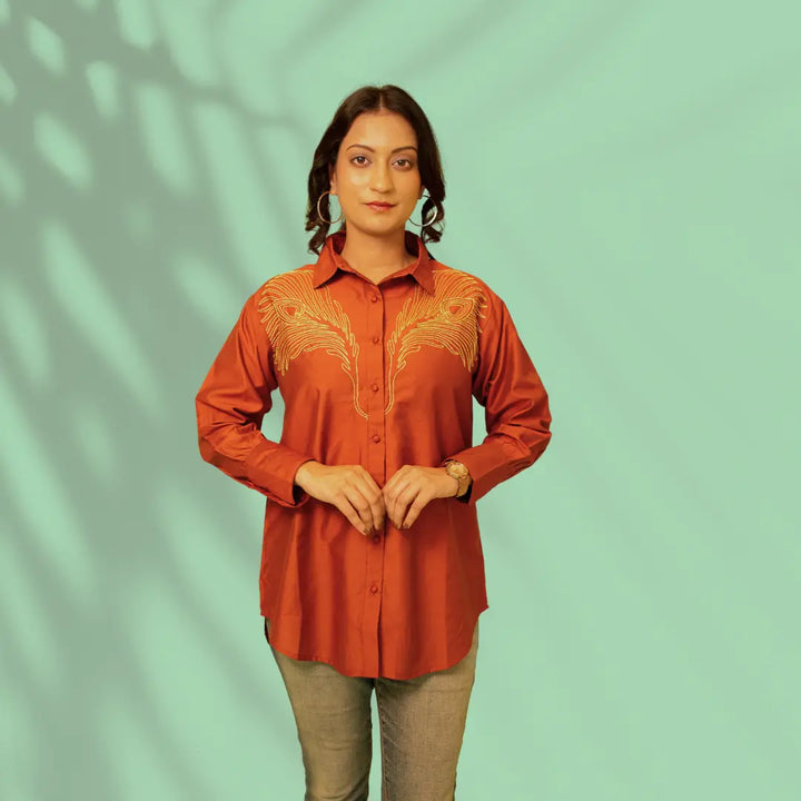 Rust Modal Silk Shirt