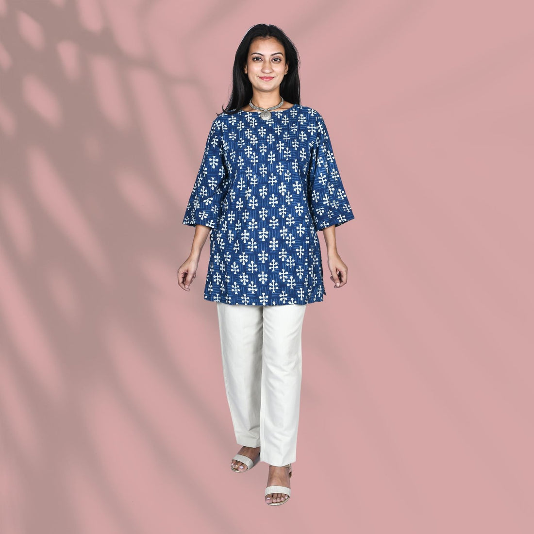 Indigo Pintuck Short Kurti