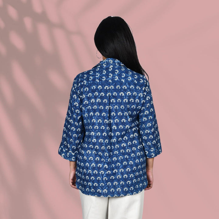 Indigo Floral Printed Shirt