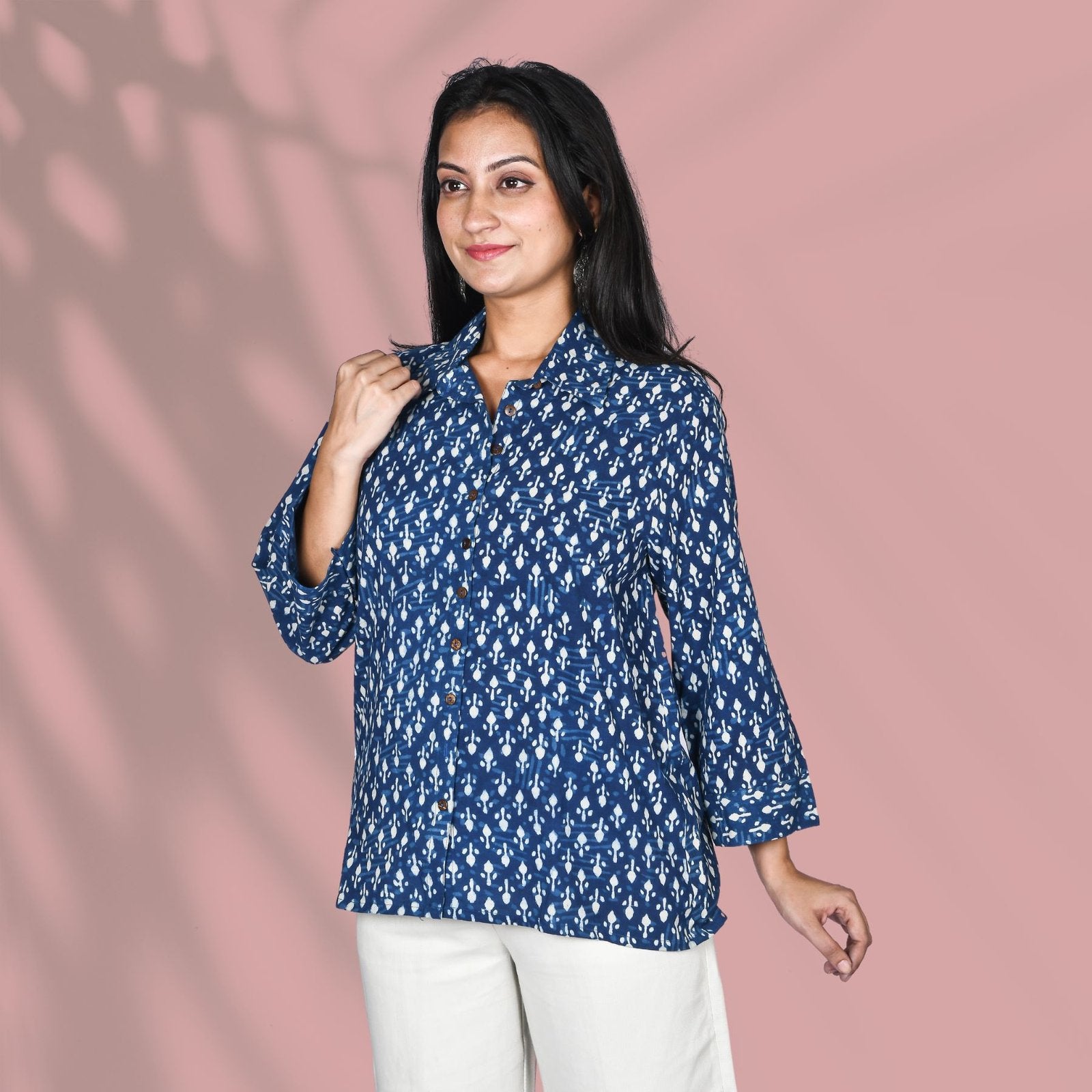 Block Printed Blue Shirt