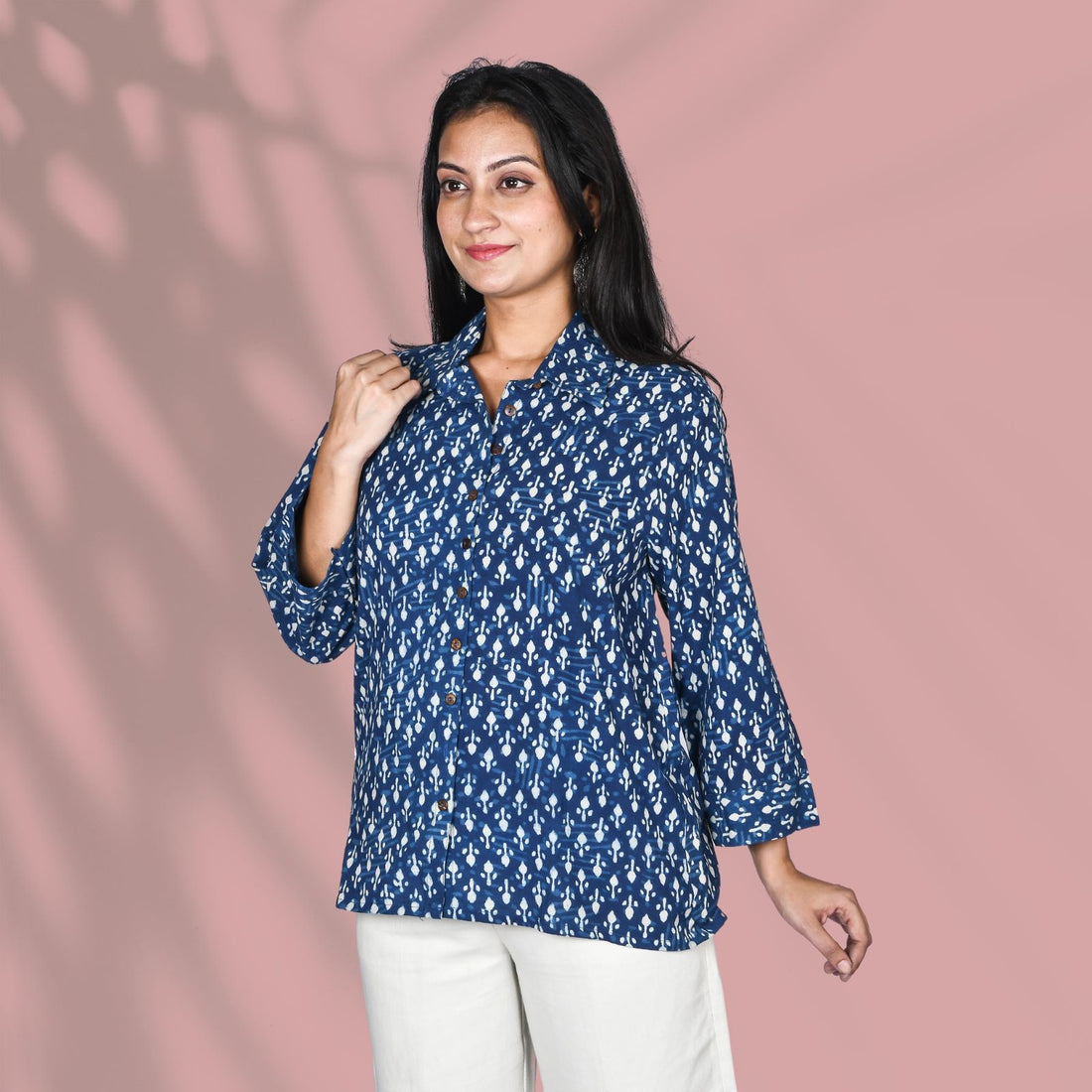 Block Printed Blue Shirt