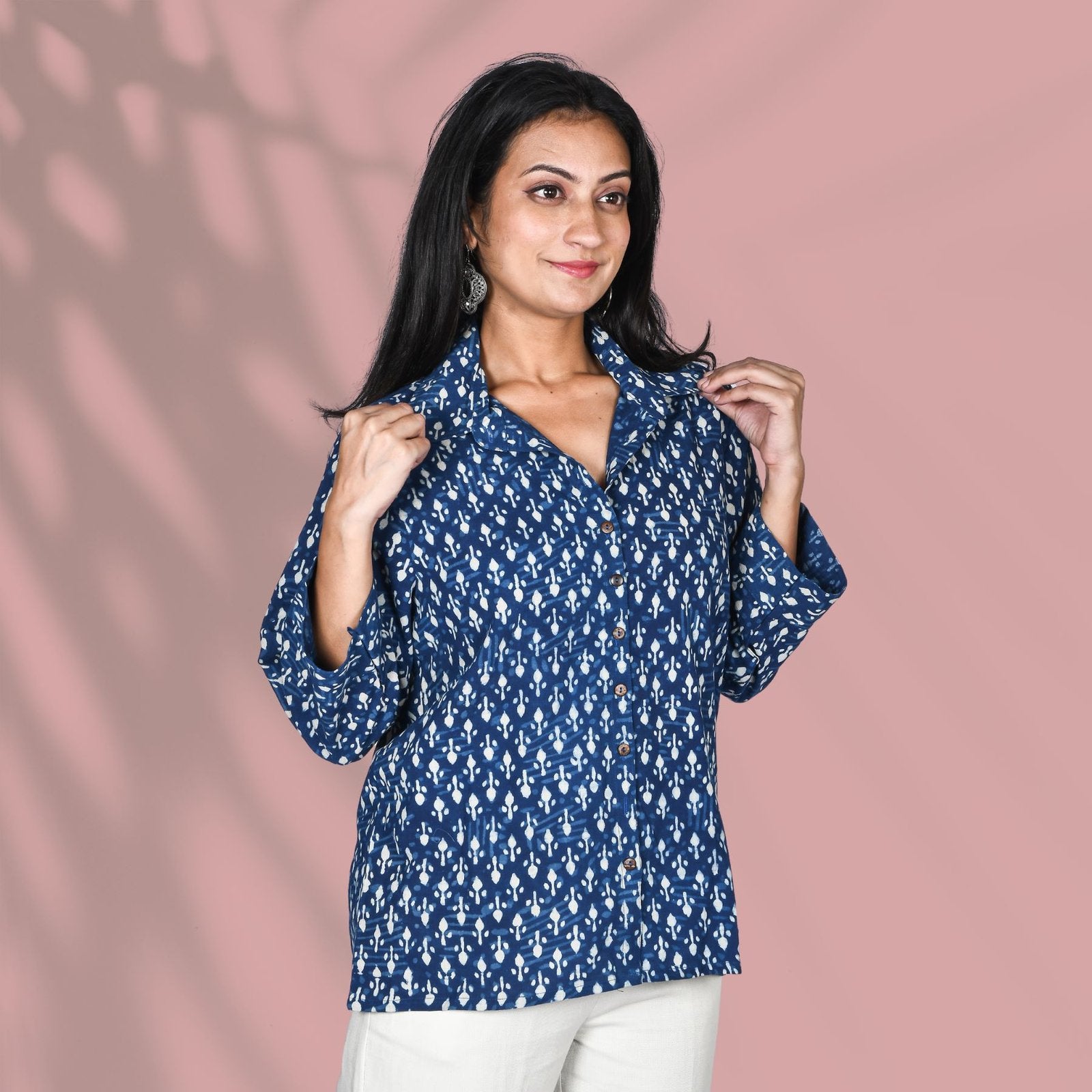 Block Printed Blue Shirt