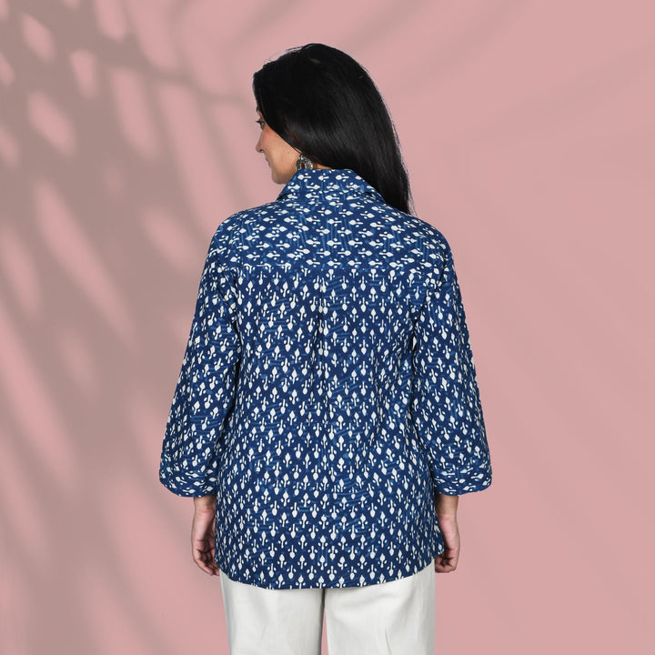 Block Printed Blue Shirt