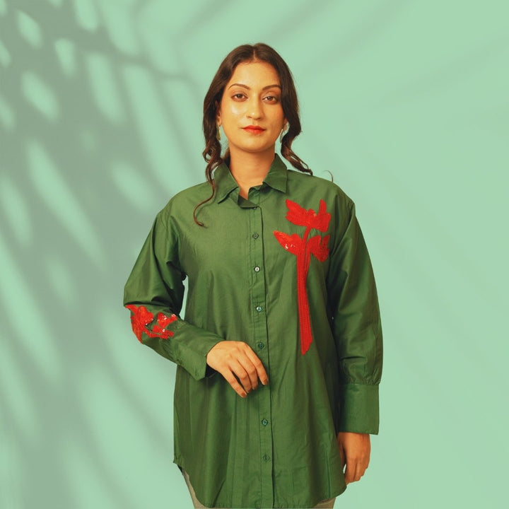 Green Embroidered Shirt