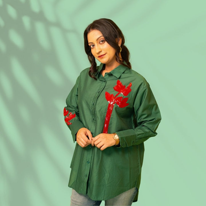 Green Embroidered Shirt