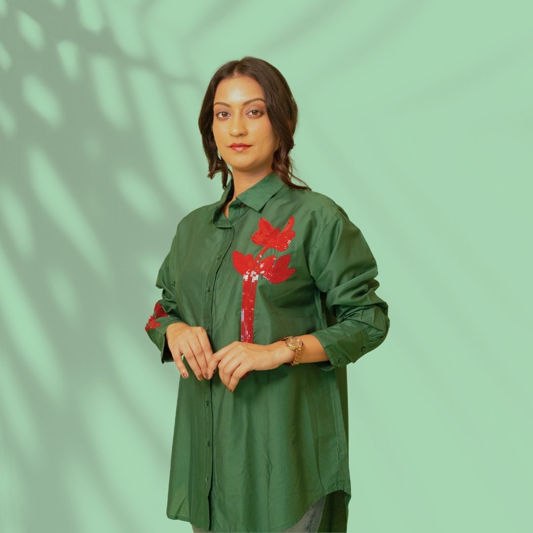 Green Embroidered Shirt