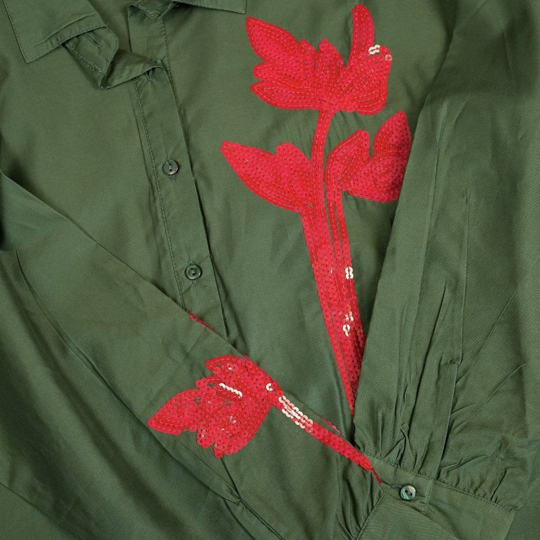 Green Embroidered Shirt