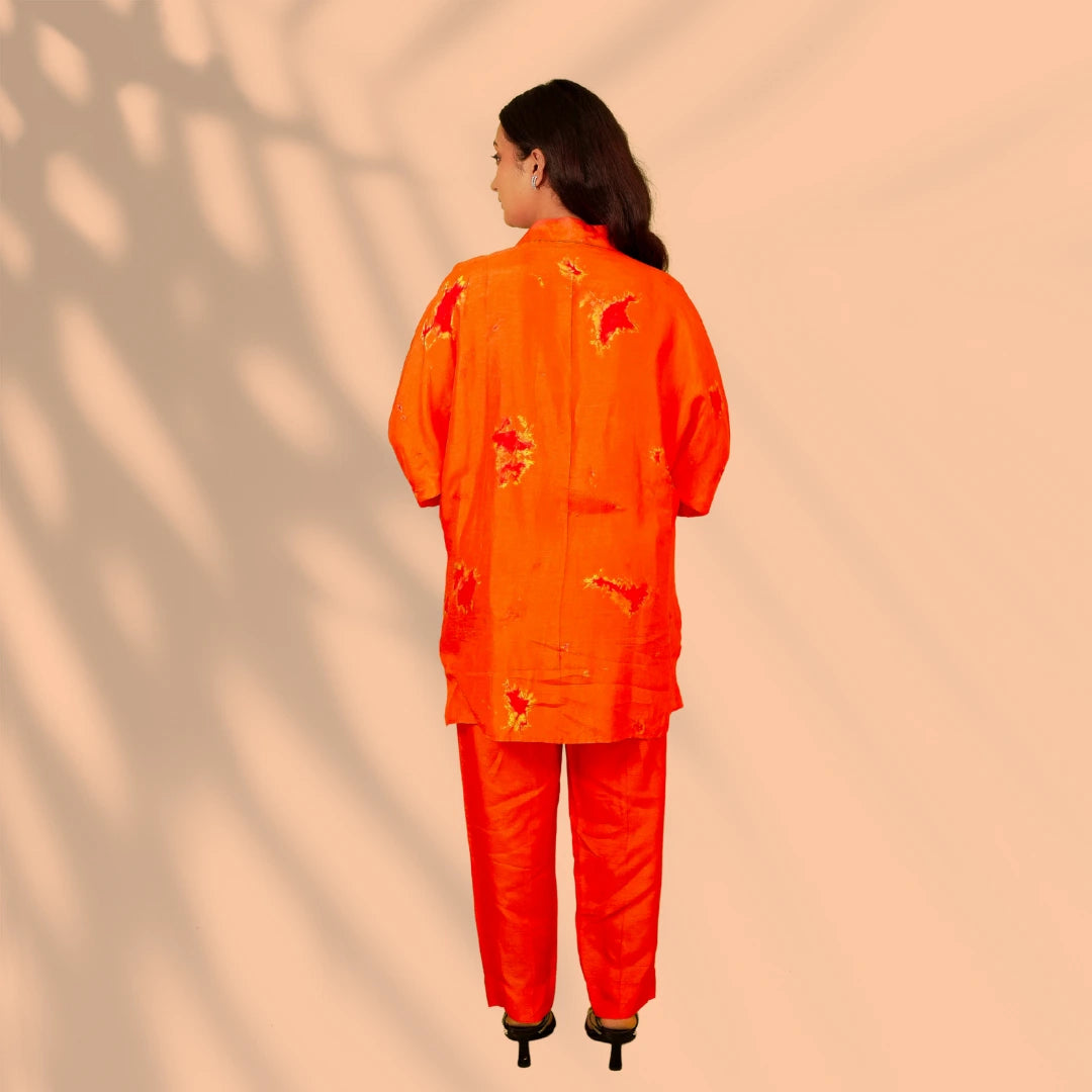 Orange Dola Silk Co-ord Set