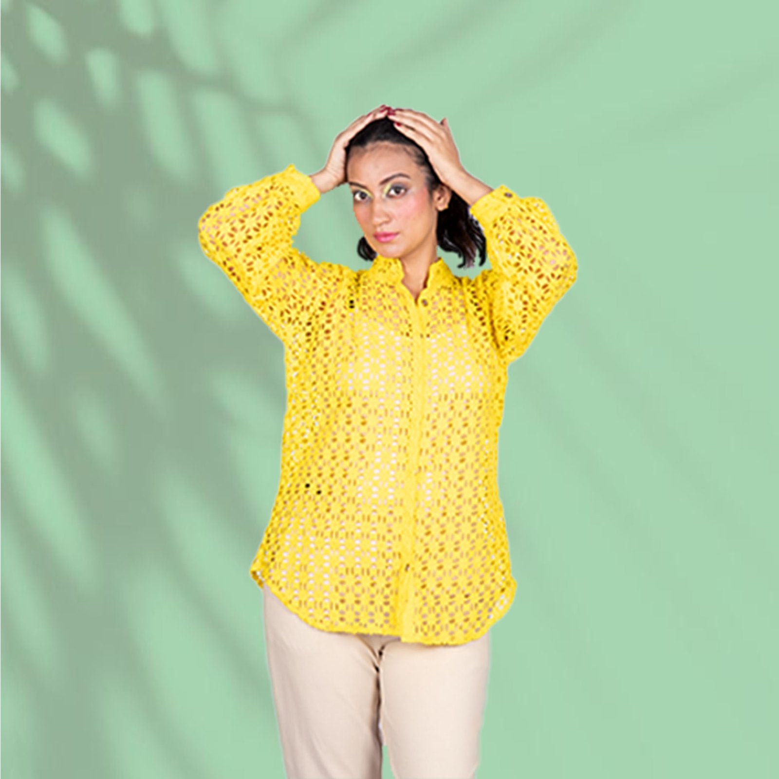 Daisy Yellow Schiffli Cotton Shirt