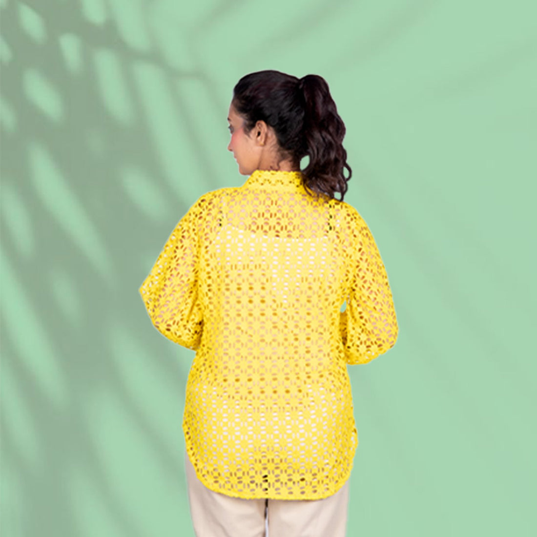 Daisy Yellow Schiffli Cotton Shirt