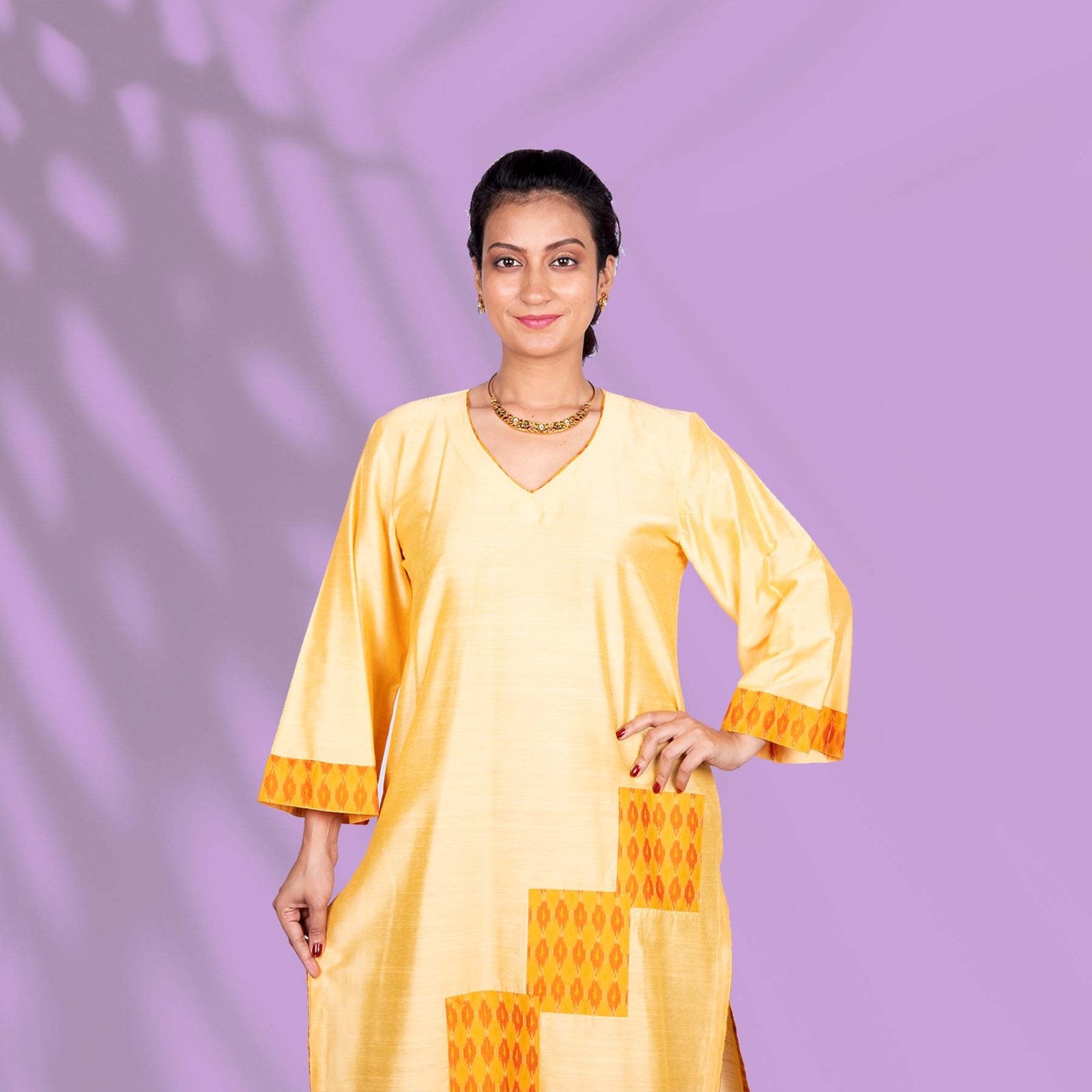 Yellow Ikkat Kurta