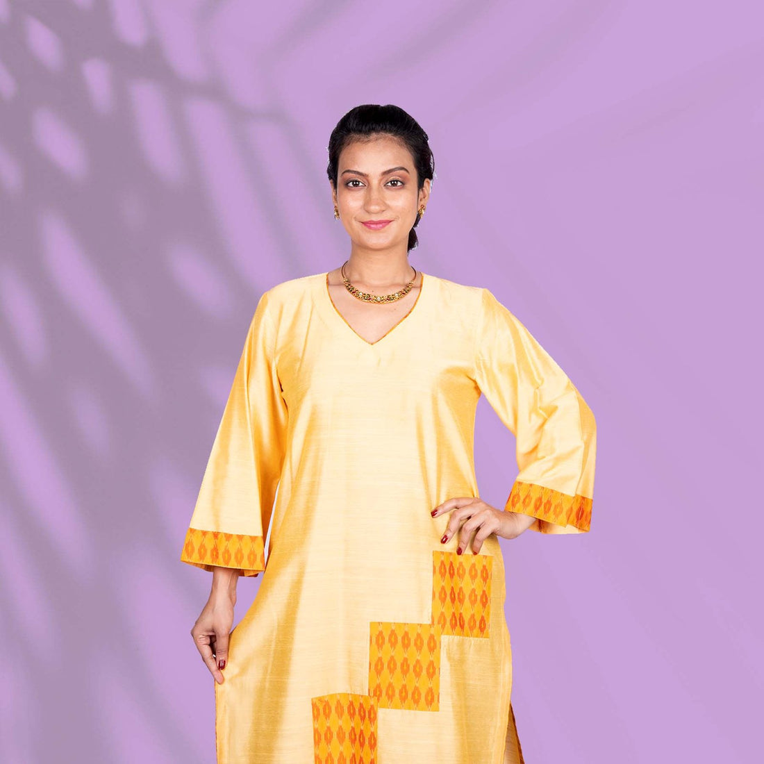 Yellow Ikkat Kurta
