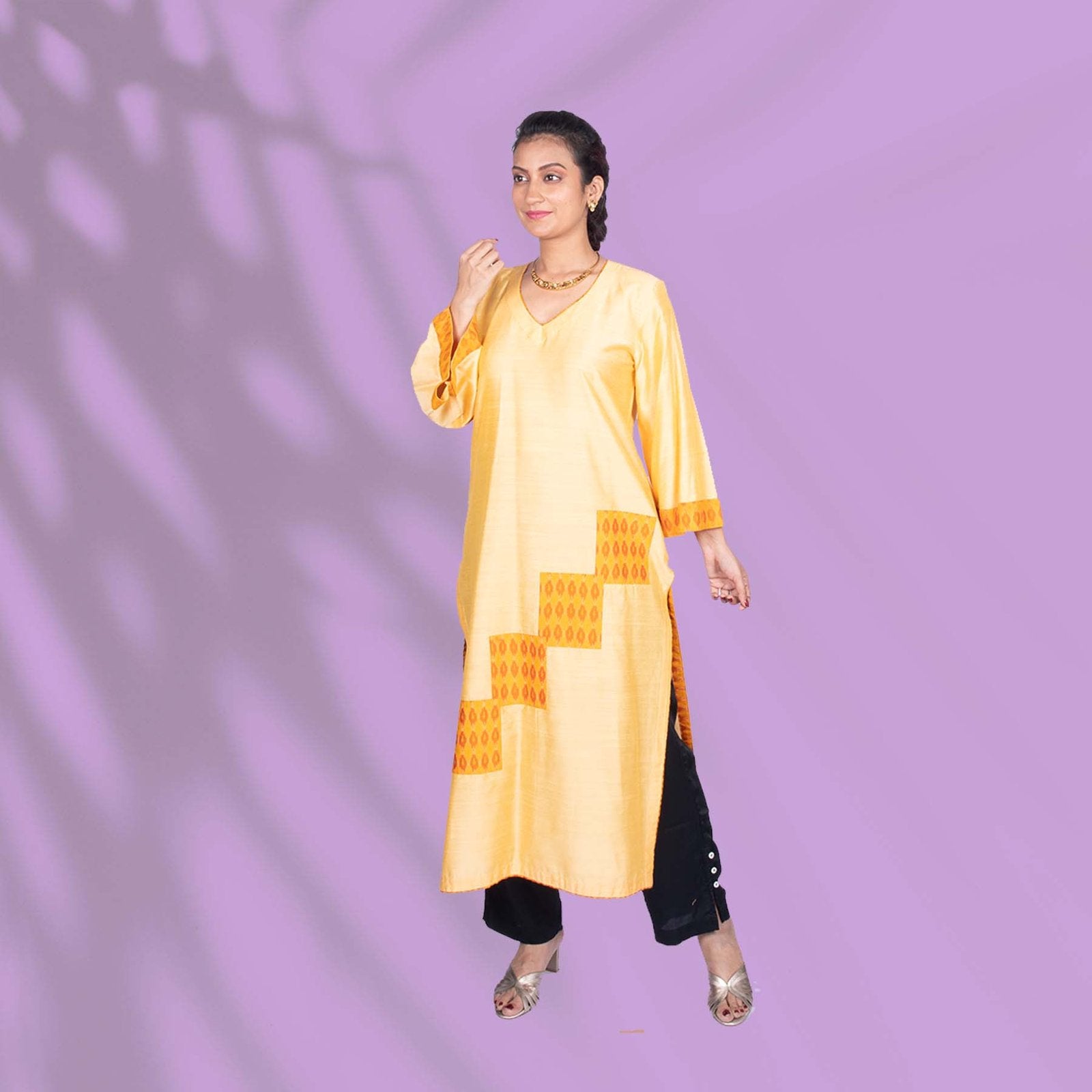 Yellow Ikkat Kurta