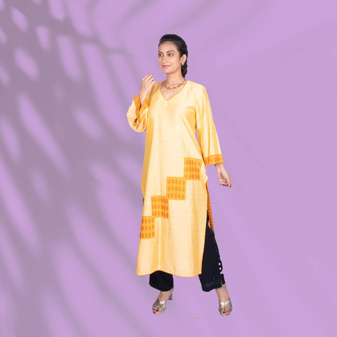 Yellow Ikkat Kurta