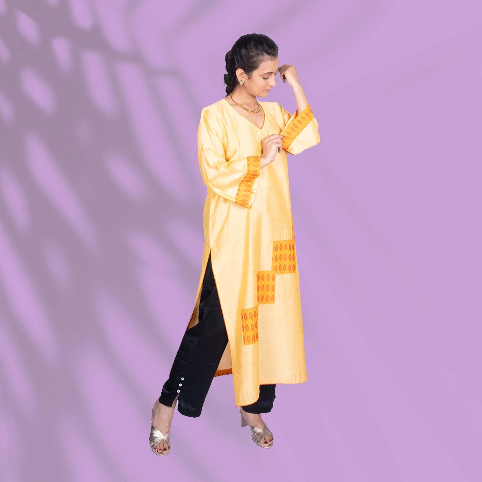 Yellow Ikkat Kurta