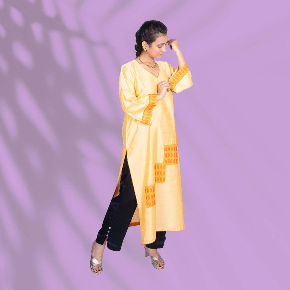 Yellow Ikkat Kurta