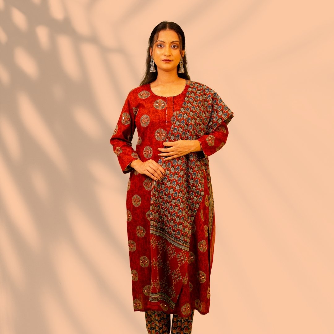 Rust and Blue Cotton Suit