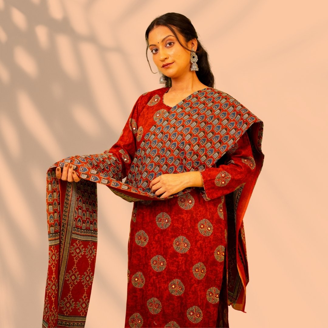 Rust and Blue Cotton Suit