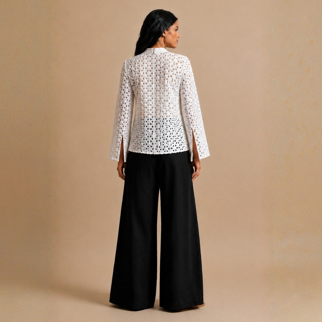 White Schiffli Top